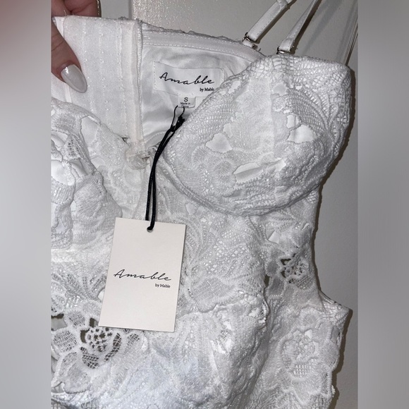 New! Amable by Mable Lace Cutout White Midi Dress 🤍 Small NWT! - Picture 8 of 11
